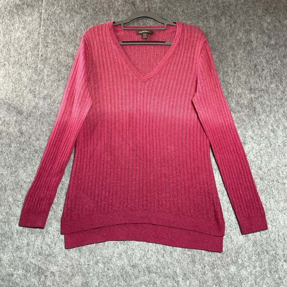 Tommy Bahama Sweater Womens Large Pink Ombre Lightweight Knit Pullover Casual